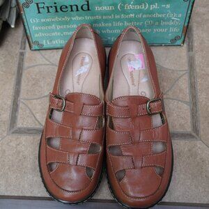 HUSH PUPPIES TAN LEATHER LOAFER FLATS 7.5W